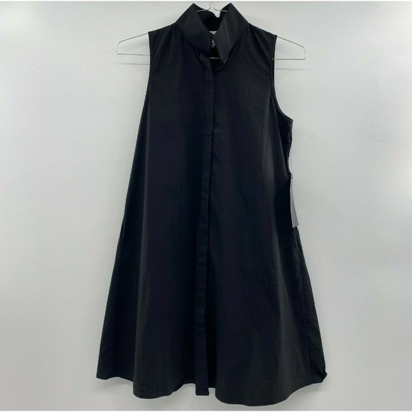 Tuckernuck Women's Black Sleeveless Charlie Shirt Dress sz S Stretch Sheen NWT - Picture 3 of 7
